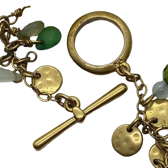 Teardrop Bracelet Womens Gold Tone Dangling Bead Beautiful Toggle Clasp 8" - Picture 9 of 16